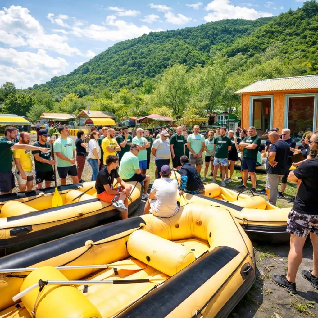 Safety briefing before launch at the Raft in Georgia camp
